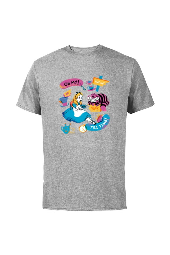 Alice in Wonderland Oh My Tea Time - Short Sleeve Cotton T-Shirt for Adults - Customized-Athletic Heather