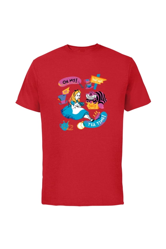 Alice in Wonderland Oh My Tea Time - Short Sleeve Cotton T-Shirt for Adults - Customized-Red