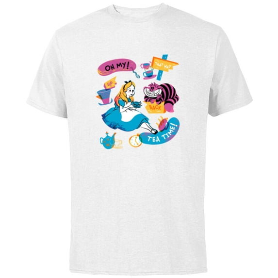 Disney Alice in Wonderland Oh My Tea Time - Short Sleeve Cotton T-Shirt for Adults - Customized-White