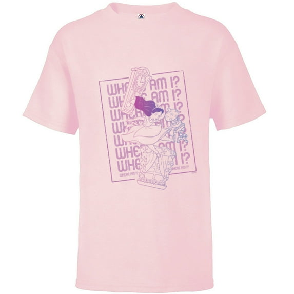 Disney Alice in Wonderland Rabbit Hole Falling Where Am I - Short Sleeve T-Shirt for Kids - Customized-Soft Pink