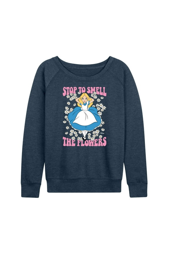 - Alice in Wonderland - Stop To Smell Flowers - Women's Lightweight French Terry Long Sleeve Shirt