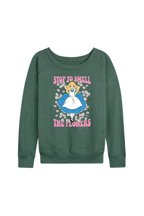 - Alice in Wonderland - Stop To Smell Flowers - Women's Lightweight French Terry Long Sleeve Shirt