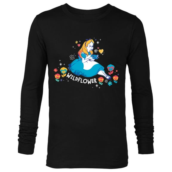 Disney Alice in Wonderland Wildflower Valentine’s Day - Long Sleeve T-Shirt for Men - Customized-Black