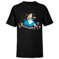 thumbnail image 1 of Disney Alice in Wonderland Wildflower Valentine’s Day - Short Sleeve T-Shirt for Kids - Customized-Black, 1 of 5