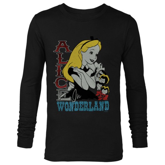 Disney Alice in Wonderland with Flowers Vintage Retro - Long Sleeve T-Shirt for Men - Customized-Black