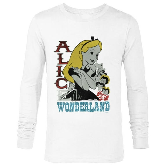 Disney Alice in Wonderland with Flowers Vintage Retro - Long Sleeve T-Shirt for Men - Customized-White