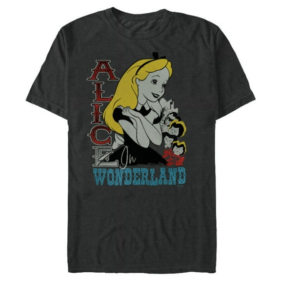 Disney Alice in Wonderland with Flowers Vintage Retro - Short Sleeve Blended T-Shirt for Adults - Customized-Dark Heather