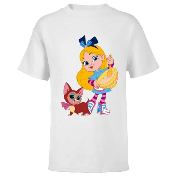 Disney Alice’s Wonderland Bakery Alice and Dinah - Short Sleeve T-Shirt for Kids - Customized-White