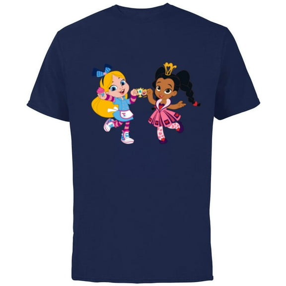 Disney Alice’s Wonderland Bakery Alice and Princess Rosa - Short Sleeve Cotton T-Shirt for Adults - Customized-Navy