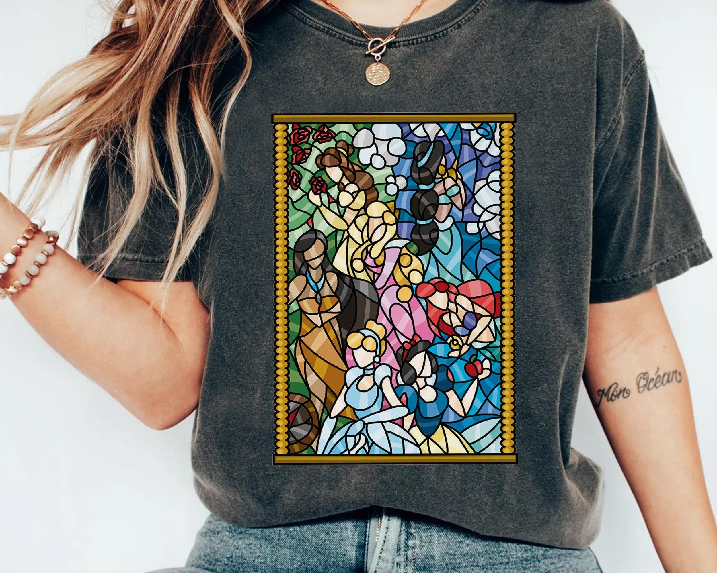 Disney All Princess Magical Characters Stained Glass Print Shirt, Magic