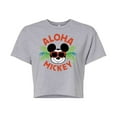 thumbnail image 1 of Disney - Aloha Mickey - Juniors Cropped Cotton Blend T-Shirt, 1 of 5