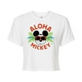 thumbnail image 1 of Disney - Aloha Mickey - Juniors Cropped Cotton Blend T-Shirt, 1 of 5