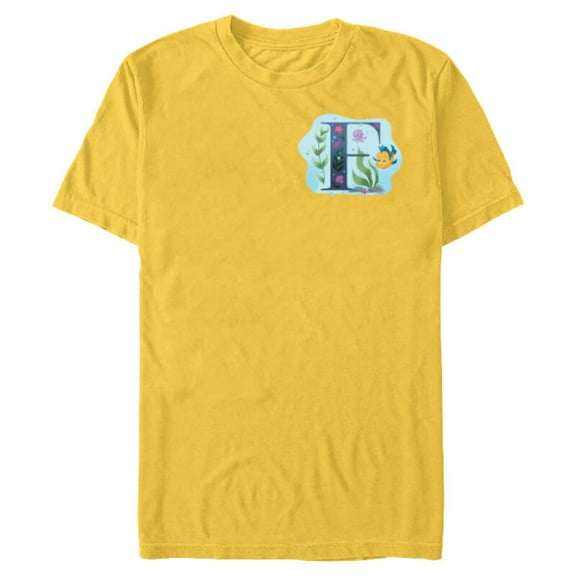 Disney Alphabet Monogram Letter F for Flounder - Short Sleeve Blended T-Shirt for Adults - Customized-Yellow