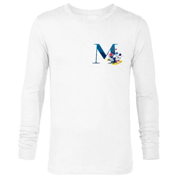 Disney Alphabet Monogram Letter M for Mickey & Minnie Mouse - Long Sleeve T-Shirt for Men - Customized-White