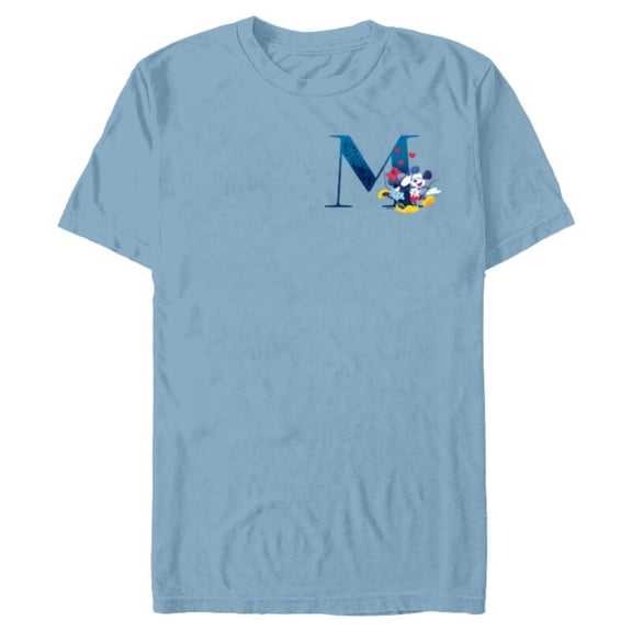 Disney Alphabet Monogram Letter M for Mickey & Minnie Mouse - Short Sleeve Blended T-Shirt for Adults - Customized-Ocean Blue