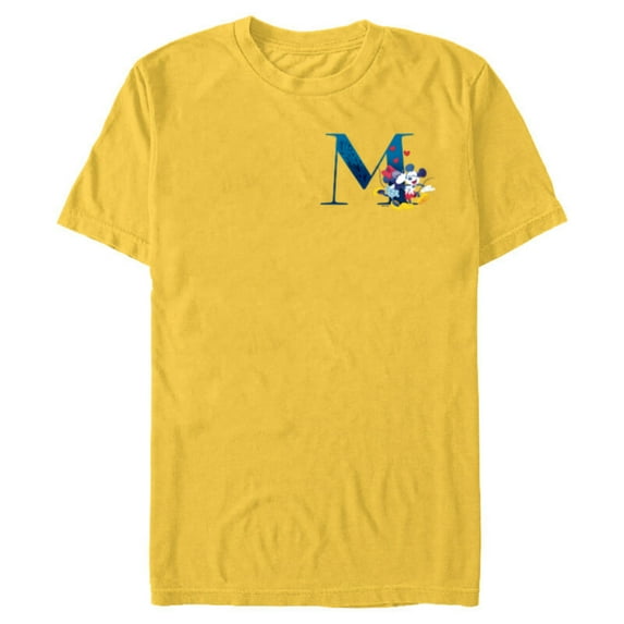 Disney Alphabet Monogram Letter M for Mickey & Minnie Mouse - Short Sleeve Blended T-Shirt for Adults - Customized-Yellow