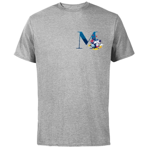 Disney Alphabet Monogram Letter M for Mickey & Minnie Mouse - Short Sleeve Cotton T-Shirt for Adults - Customized-Athletic Heather