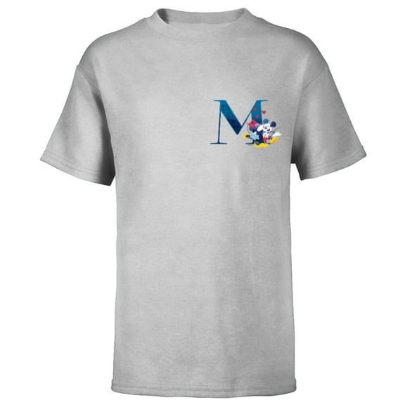 Disney Alphabet Monogram Letter M for Mickey & Minnie Mouse - Short Sleeve T-Shirt for Kids - Customized-Athletic Heather