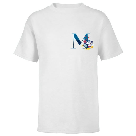 Disney Alphabet Monogram Letter M for Mickey & Minnie Mouse - Short Sleeve T-Shirt for Kids - Customized-White