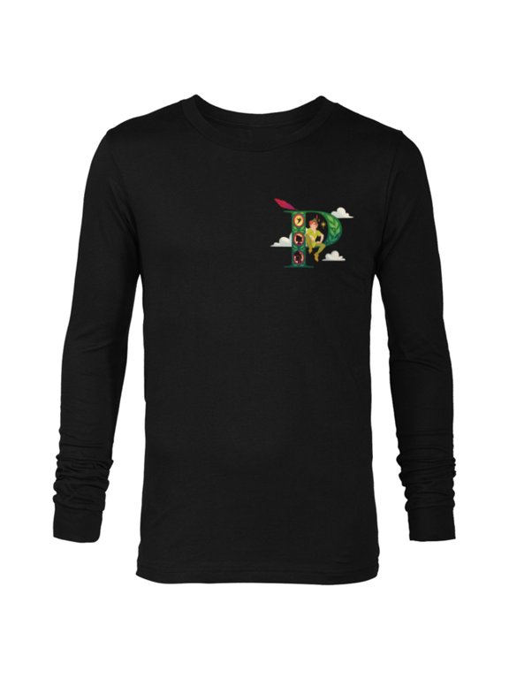 Alphabet Monogram Letter P for Peter Pan - Long Sleeve T-Shirt for Men - Customized-Black