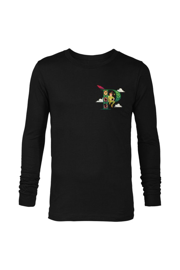 Alphabet Monogram Letter P for Peter Pan - Long Sleeve T-Shirt for Men - Customized-Black