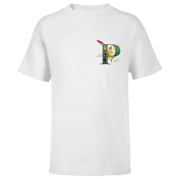 Disney Alphabet Monogram Letter P for Peter Pan - Short Sleeve T-Shirt for Kids - Customized-White