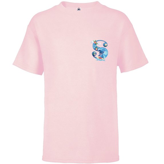 Disney Alphabet Monogram Lilo & Stitch Letter S for Stitch - Short Sleeve T-Shirt for Kids - Customized-Soft Pink