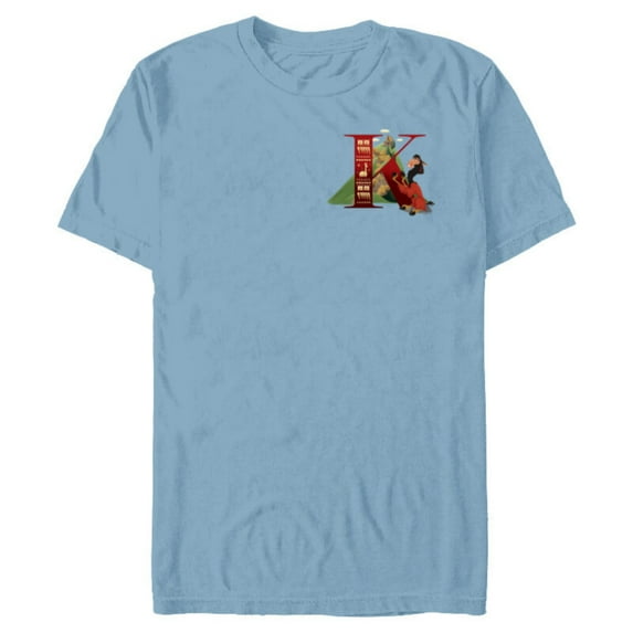 Disney Alphabet Monogram Llama Letter K for Kuzco - Short Sleeve Blended T-Shirt for Adults - Customized-Ocean Blue