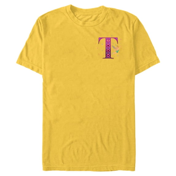 Disney Alphabet Monogram Peter Pan Letter T for Tinker Bell - Short Sleeve Blended T-Shirt for Adults - Customized-Yellow