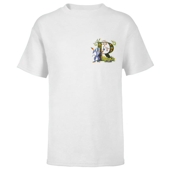 Disney Alphabet Monogram The Lion King Letter R for Rafiki - Short Sleeve T-Shirt for Kids - Customized-White