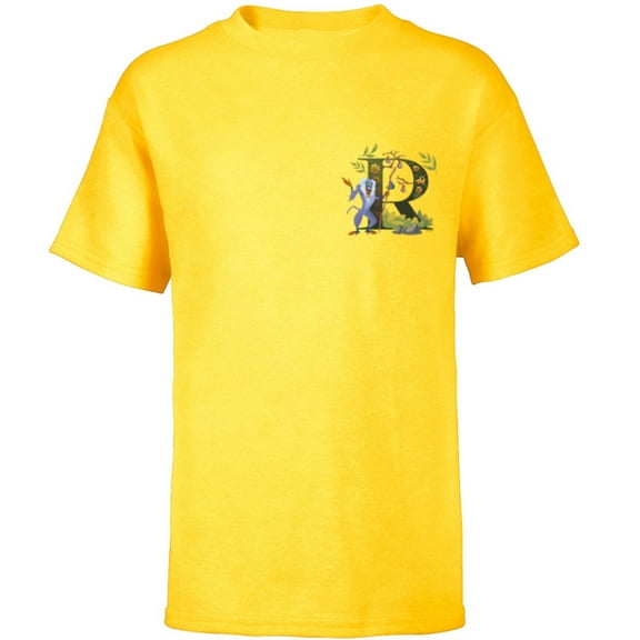 Disney Alphabet Monogram The Lion King Letter R for Rafiki - Short Sleeve T-Shirt for Kids - Customized-Yellow