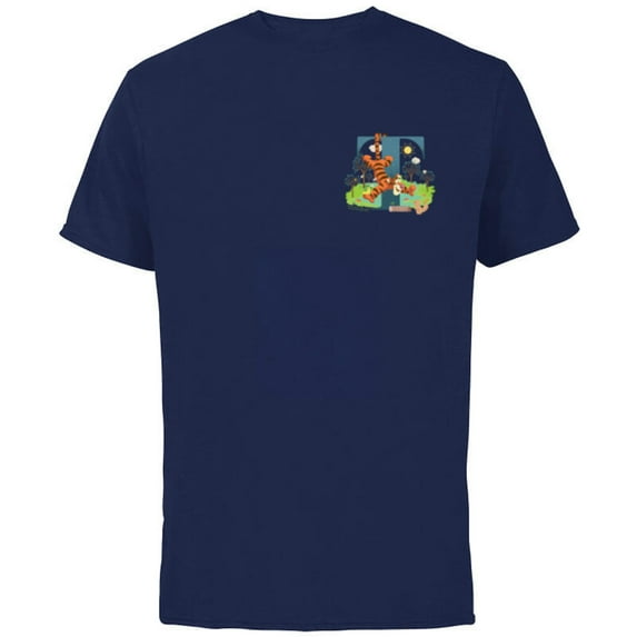 Disney Alphabet Monogram Winnie the Pooh Letter T for Tigger - Short Sleeve Cotton T-Shirt for Adults - Customized-Navy