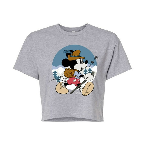 Disney - Alpine Mickey - Juniors Cropped Cotton Blend T-Shirt