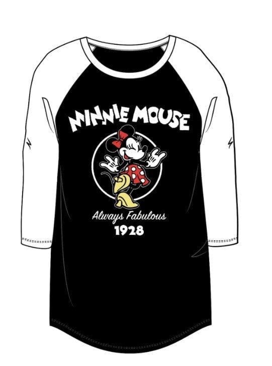 Disney Minnie Mouse 3/4 Sleeve Raglan Tee (Women's or Women's Plus), XS-XXL