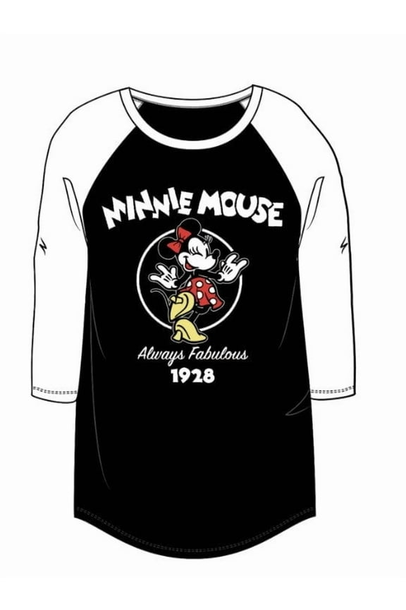 Minnie Mouse 3/4 Sleeve Raglan Tee (Women's or Women's Plus), XS-XXL