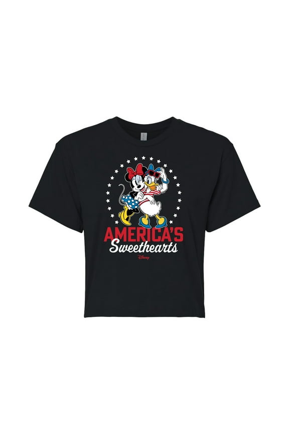 - Americana - Americas Sweethearts - Juniors Cropped Cotton Blend T-Shirt