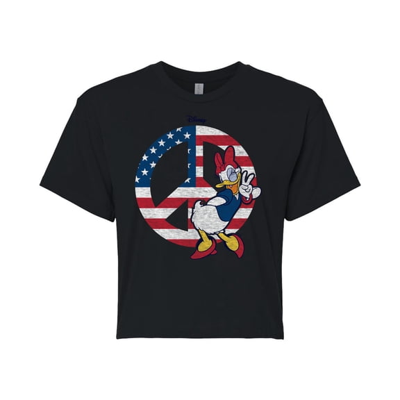 Disney - Americana - Daisy Peace - Juniors Cropped Cotton Blend T-Shirt