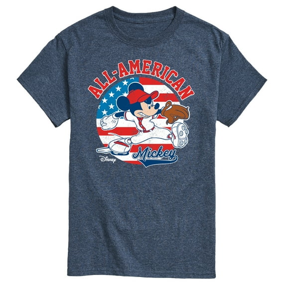 Disney - Americana - Mickey Americana Baseball - Adult Short Sleeve Graphic T-Shirt