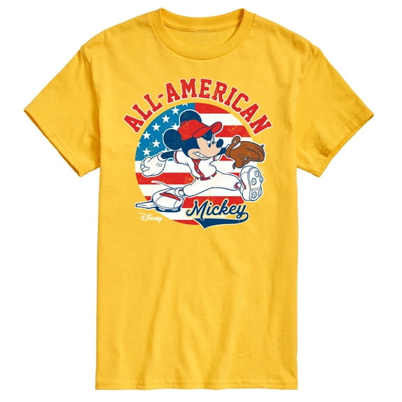 Disney - Americana - Mickey Americana Baseball - Adult Short Sleeve Graphic T-Shirt