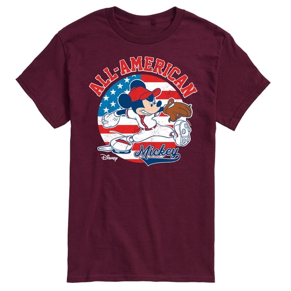 Disney - Americana - Mickey Americana Baseball - Adult Short Sleeve Graphic T-Shirt