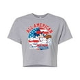 thumbnail image 1 of Disney - Americana - Mickey Americana Baseball - Juniors Cropped Cotton Blend T-Shirt, 1 of 5