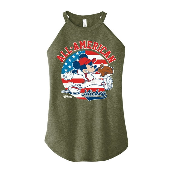 Disney - Americana - Mickey Americana Baseball - Juniors High Neck Tank Top