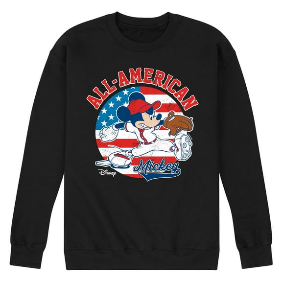 Disney - Americana - Mickey Americana Baseball - Men's Crew Neck Fleece Pullover