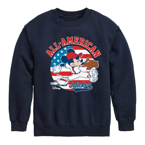 Disney - Americana - Mickey Americana Baseball - Toddler And Youth Crewneck Fleece Sweatshirt