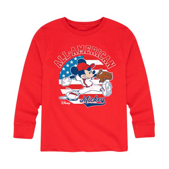 Disney - Americana - Mickey Americana Baseball - Toddler And Youth Long Sleeve Graphic T-Shirt
