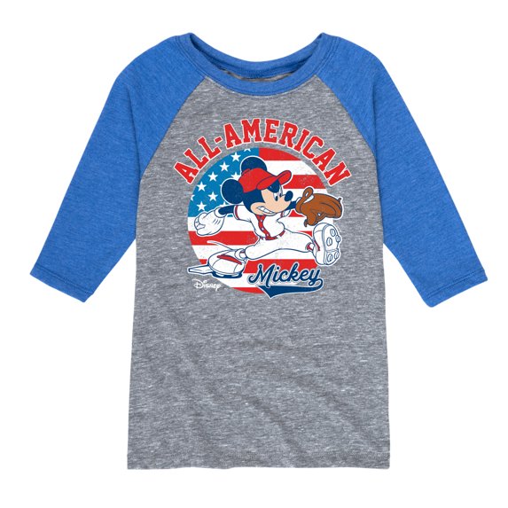 Disney - Americana - Mickey Americana Baseball - Toddler And Youth Raglan Graphic T-Shirt