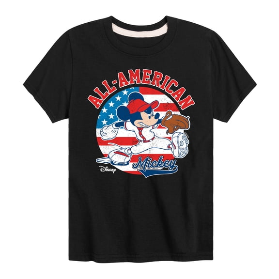 Disney - Americana - Mickey Americana Baseball - Toddler And Youth Short Sleeve Graphic T-Shirt