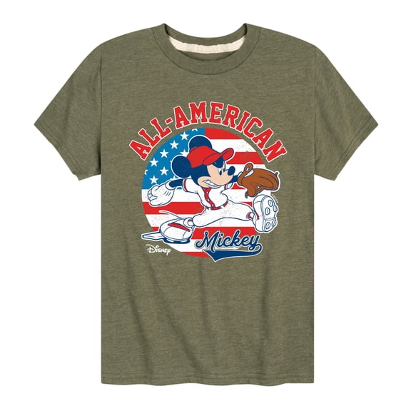 Disney - Americana - Mickey Americana Baseball - Toddler And Youth Short Sleeve Graphic T-Shirt