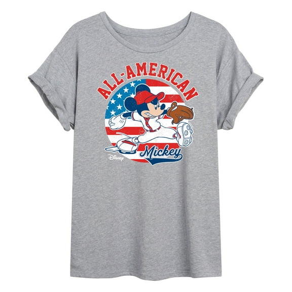Disney - Americana - Mickey Americana Baseball - Women's Oversized T-Shirt
