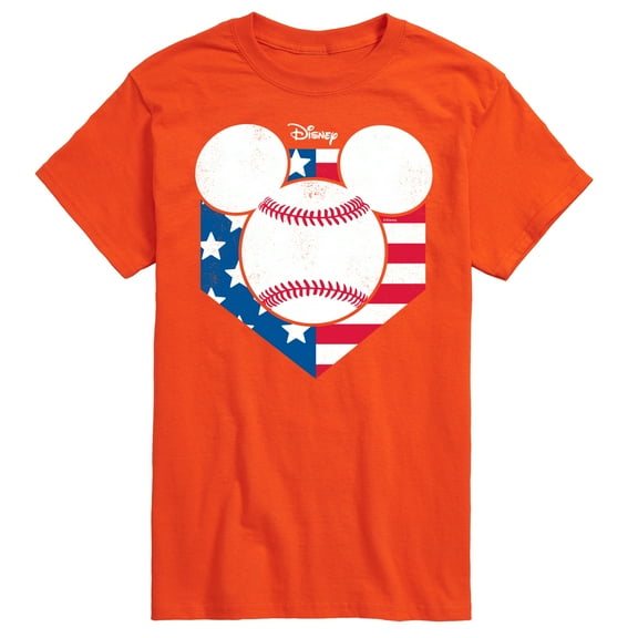 Disney - Americana - Mickey Baseball Flag Diamond - Adult Short Sleeve Graphic T-Shirt
